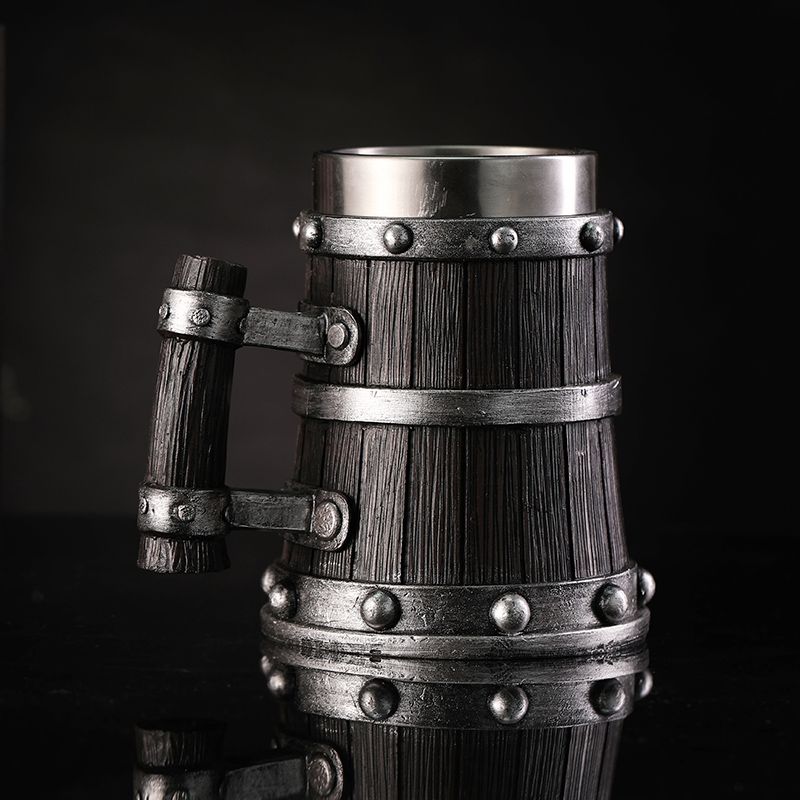 Wine Beer Glass - Gelas Bir Motif Kayu Resin Stainless