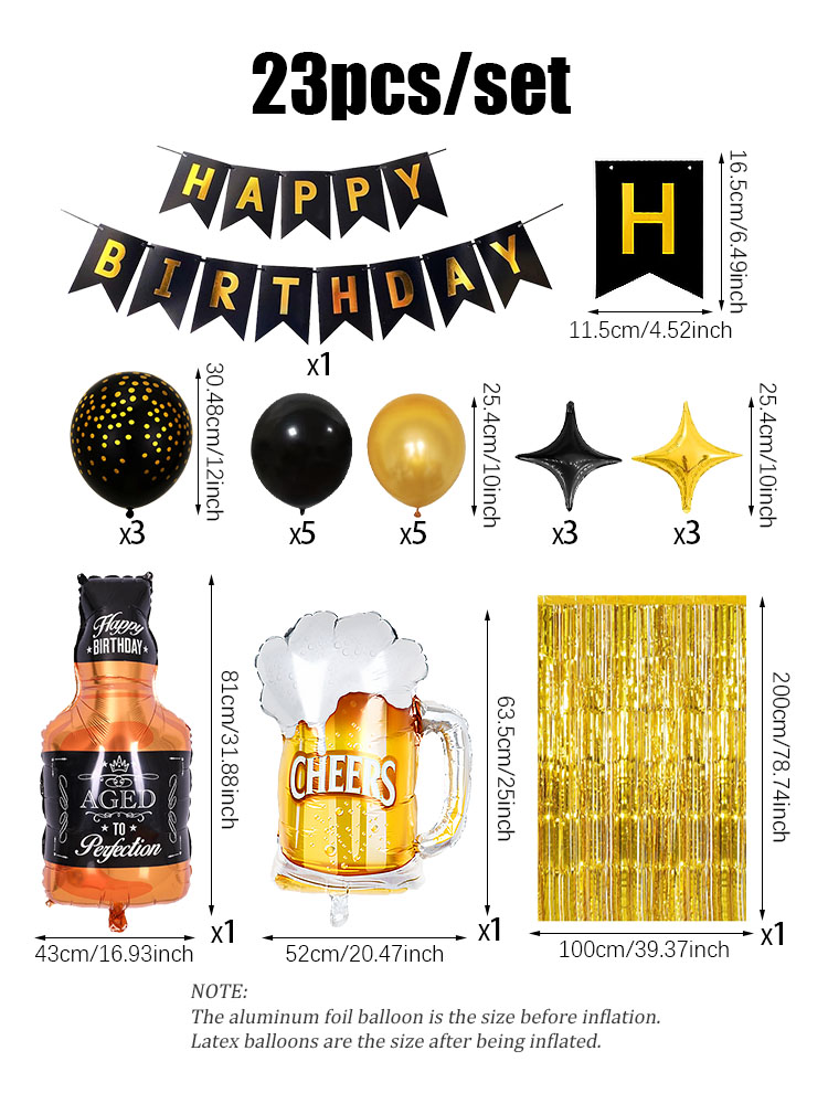 23 Buah/Set Balon Foil Alumini - Wine Beer Whiskey Year ulasan dan harga